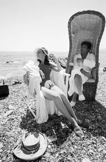 Terry O'Neill, Albert Finney and Audrey Hepburn in St. Tropez,, 1967