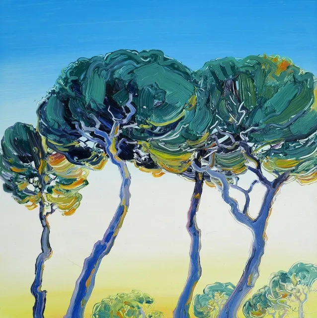 Michael Sole, blue yellow pines, 2023