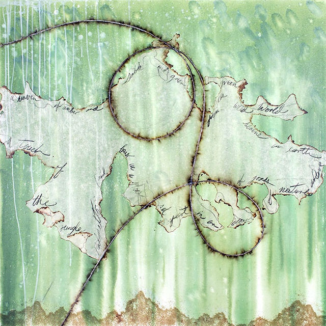 Detail from Mira Lehr's "What this Earth does not Remember II" mixed media artwork