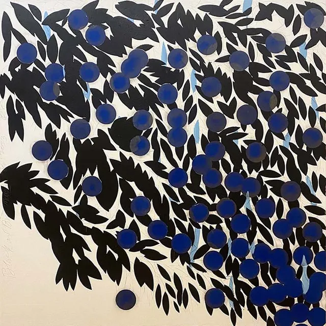 Detail from Donald Sultan's "Black and Blue Mimosa"