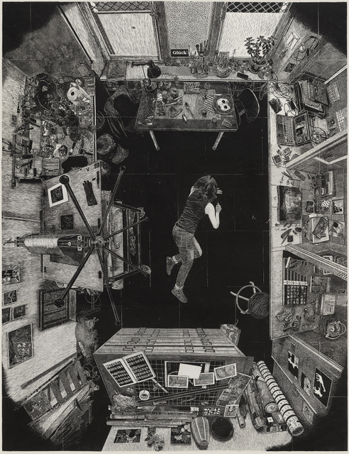 ARIANE FRUIT - Scène de crime, 2018 - linogravure - 215 x 275 cm (230 x 290 cm) - © Rebeccas Diaz