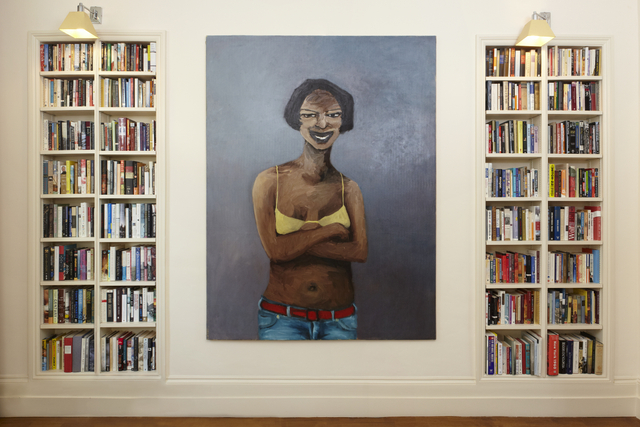 :Installation view of Lynette Yiadom-Boakye's Heaven Help Us All (2005) at Figuratively Speaking curated by Marcelle Joseph at Heike Moras Art, London, 2015