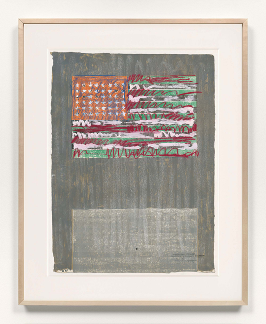 Flags II, 1967&amp;ndash;70

Lithograph with chalk and gouache additions

33 3/4 x 25 1/16 inches

Museum of Modern Art, New York

Acquired through the generosity of Agnes Gund

and Daniel Shapiro in honor of Gabriella De

Ferrari and Sally Ganz, and their friendships

with the artist