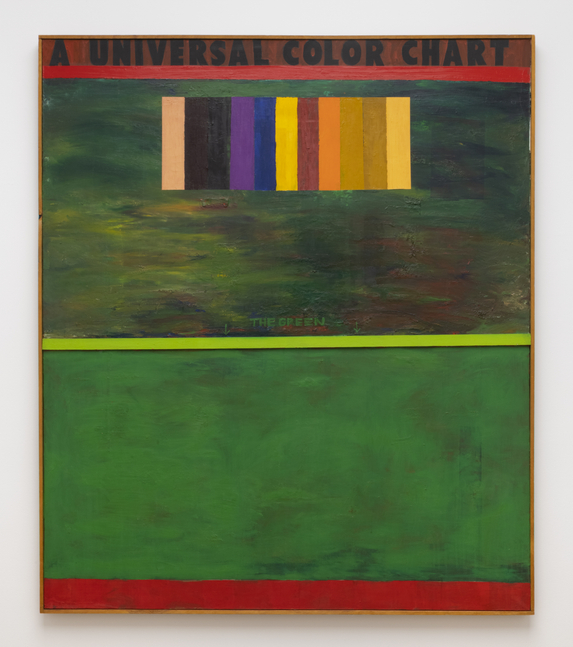 Jim Dine (b. 1935)
A Universal Color Chart, 1961
Oil and wood strip on canvas
70&amp;nbsp;&amp;frac14; &amp;times; 60 inches
178.4 &amp;times; 152.4 cm
&amp;nbsp;