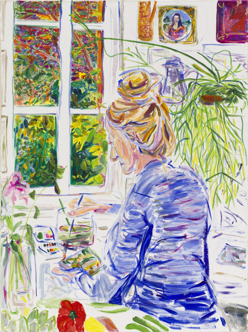 Susanna Coffey in Giverny,&amp;nbsp;2022
Acrylic on canvas
39 1/2 x 29 1/2 inches