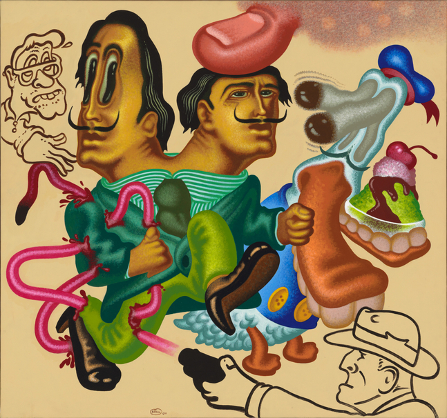 Peter Saul

&amp;ldquo;Dali in Trouble&amp;rdquo;, 2004

Acrylic, oil on canvas

59 x 63 inches

150 x 160 cm

SAU 2004/003