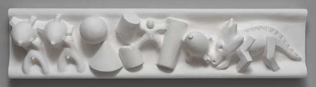 Tom Otterness

Bad Boys, 1982&amp;ndash;83 (cast in 2025)

Plaster coated in polymer emulsion

10 1/2 x 44 5/8 x 6 1/4 inches