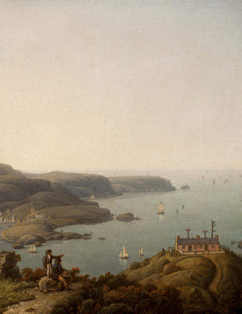 Robert Salmon (1775–c. 1858), South Stack Lighthouse and the Holyhead Signal Station, Anglesey, Wales, 1842, oil on board, 10 x 8 in., titled and dated on verso