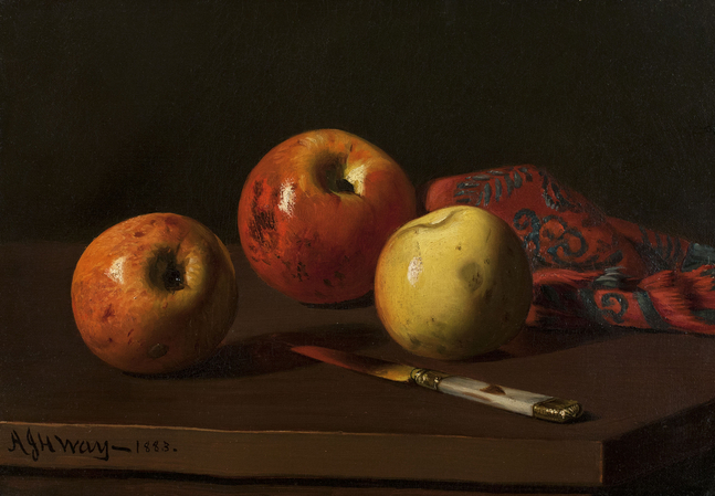 Andrew John Henry Way (1826–1888). Still Life of Apples, 1883. Oil on canvas, 9 7/8 x 13 7/8 in. Signed and dated lower left