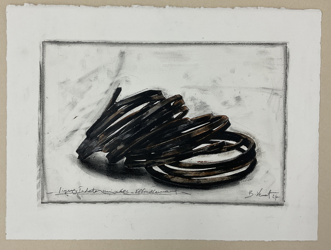 Bernar Venet Lignes indéterminées - Effondrement, 2024 oilstick and collage on paper 43 x 58 cm