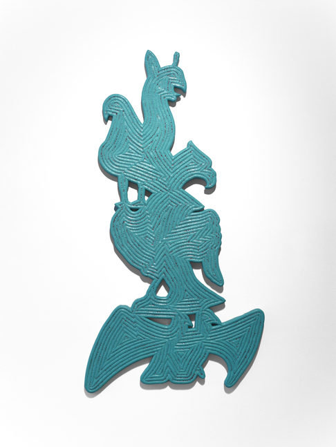 Bo Joseph  Catching Ghosts: Simorgh, 2020  casein and acrylic on resin, fiberglass and foam  60 1/2 x 31 5/8 x 1 1/2 inches  signed, titled and dated 7/30/20 on reverse  $16,000