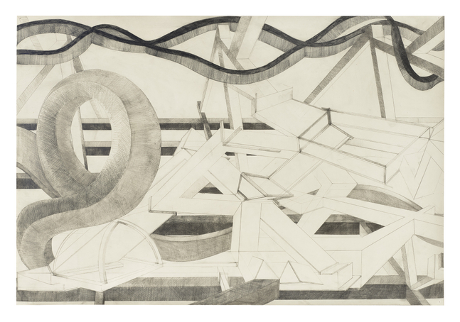 Al Held GP 8, 1985 graphite on paper 27 1/8 x 39 7/8 inches