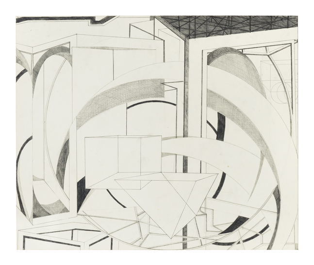 Al Held NN 4, 1980 graphite on paper 20 1/2 x 24 3/4 inches