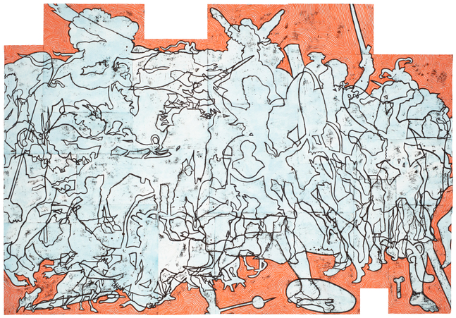 Bo Joseph  Never Catch a Thief, 2020 oil pastel, acrylic and tempera on joined paper paper: 55 3/4 x 80 1/4 inches signed, titled and dated 6/5/2020 on reverse $25,000