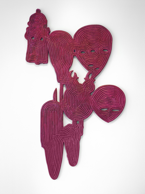 Bo Joseph  Catching Ghosts: Personae, 2020 casein and acrylic on resin, fiberglass and foam 60 1/4 x 35 3/4 x 1 1/2 inches signed, titled and dated 6/30/20 on reverse $18,000