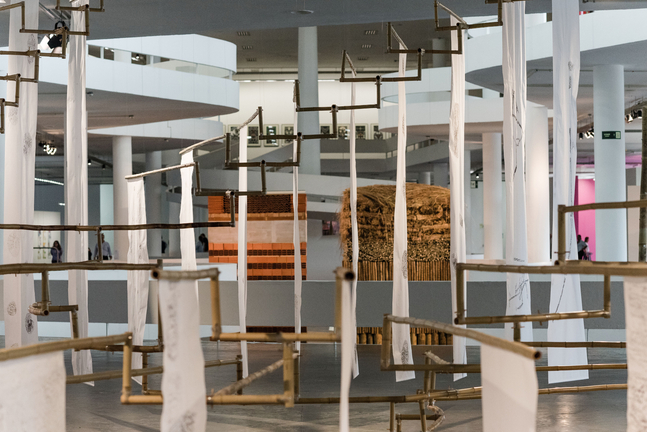 installation view of mariana castillo deball in the 32th s&amp;atilde;o paulo biennal: incerteza viva, brazil, 2016. photo: leo eloy, est&amp;uacute;dio garagem, funda&amp;ccedil;&amp;atilde;o bienal de s&amp;atilde;o paulo