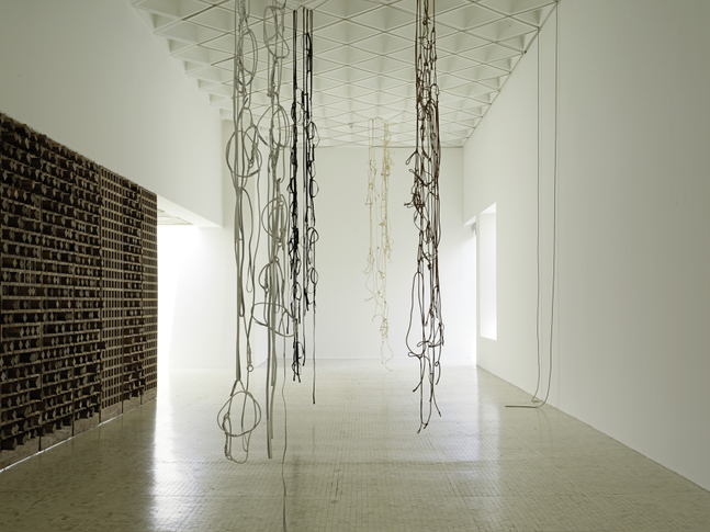 installation view leonor antunes: discrepancies with c.p, museo tamayo, mexico city, 2018. photo: nick ash