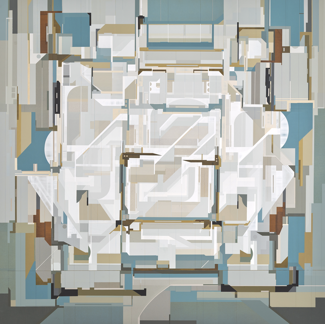 James Kennedy
FLYBRIDGE, 2025
acrylic polymer on incised eucalyptus masonite
64h x 64w in