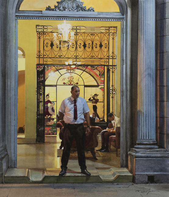 Rance Jones, Night Shift, 2020, watercolor on paper, 21 x 18 inches