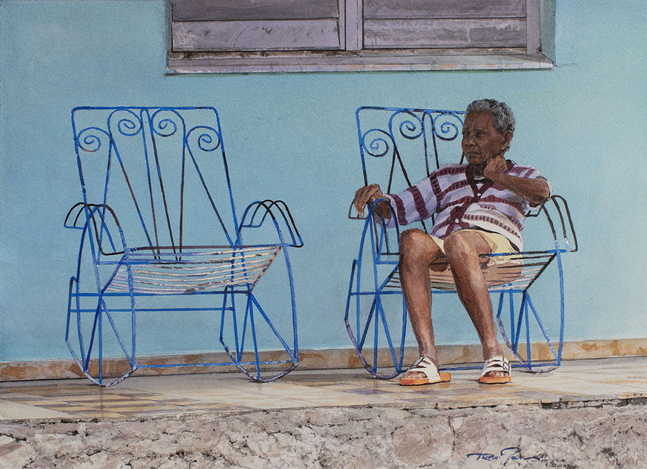 Rance Jones, Cool Blue, 2024, watercolor on paper, 10 x 13 3/4 inches