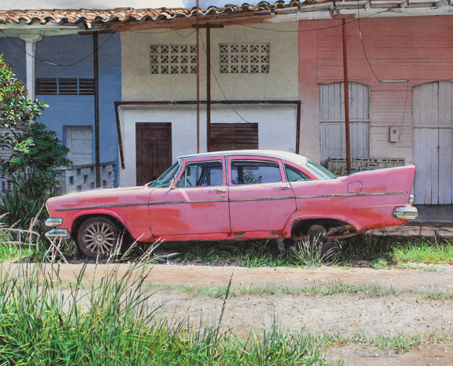 Rance Jones, Pink Fins, 2024, watercolor on paper, 13 x 15 3/4 inches