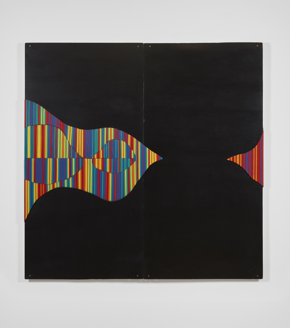 Quatre m&amp;egrave;tres quatre-vingt quatre noir Citro&amp;euml;n, 1969
Painted wood and collage on masonite (diptych)
Overall: 86 5/8 x 86 5/8 x 2 3/8 inches (220 x 220 x 6 cm)