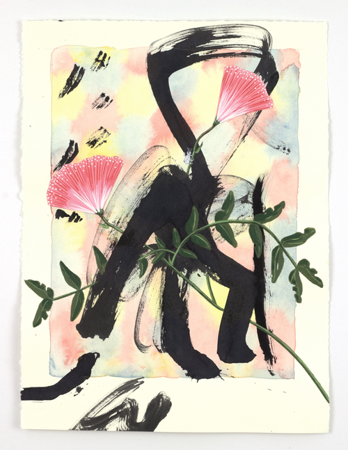 The powderpuff that I buried Dad under, the unrelenting weevils (2), 2025

Watercolor, sumi ink drawings by daughter, block print, gouache on paper 11h x 15w in

&amp;nbsp;