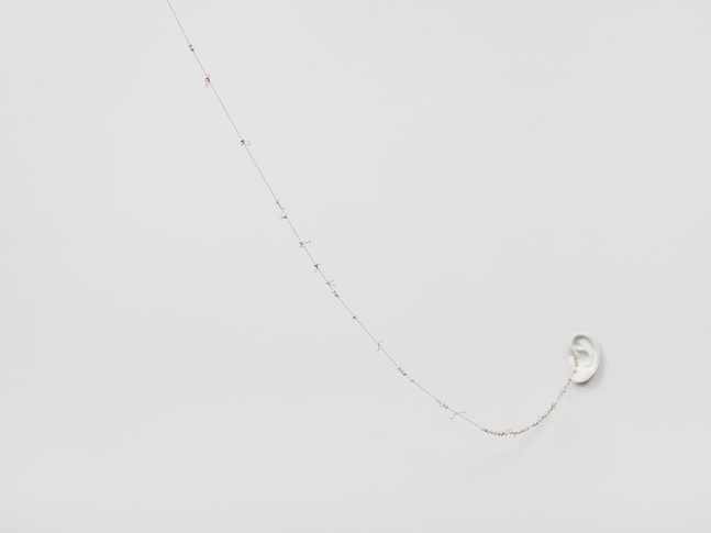 Yo no soy digno de que vengas a m&amp;iacute;, pero una palabra tuya bastar&amp;aacute; para sanar mi alma, 1996

cast gesso, cotton thread with incised pearls, unique

ear: 4 3/4 x 3 1/8 in. / 12.1 x 7.9 cm

installation dimensions variable