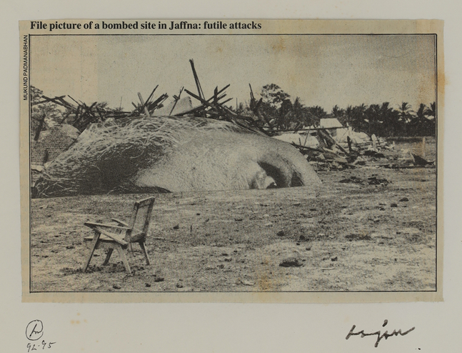 From the series Mild Terrors II
1991&amp;ndash;96
Collage from print media on A4 sheet