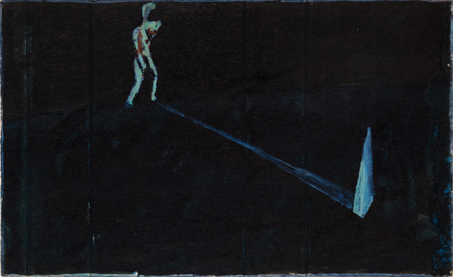 In Search of Utopia
1989-90
India ink and gouache on reverse of cigarette pack
7.6 x 12.7 cm / 3 x 5 in