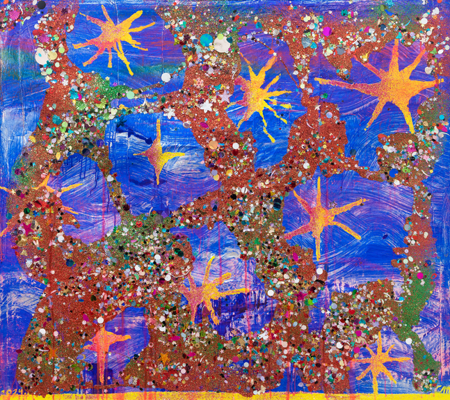 Chris Martin

Untitled, 2024

acrylic, acrylic gel medium, glitter and sequins on aluminum foil mounted on canvas

51 x 47 in.
129.5 x 119.4 cm.

(CMART003)