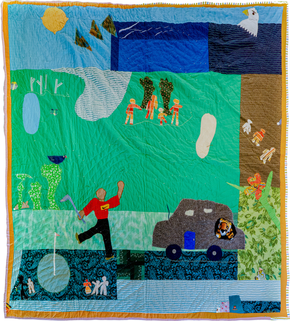 Yvonne Wells
It&amp;#39;s A Tiger, 2000
Assorted fabrics
92 x 87 in