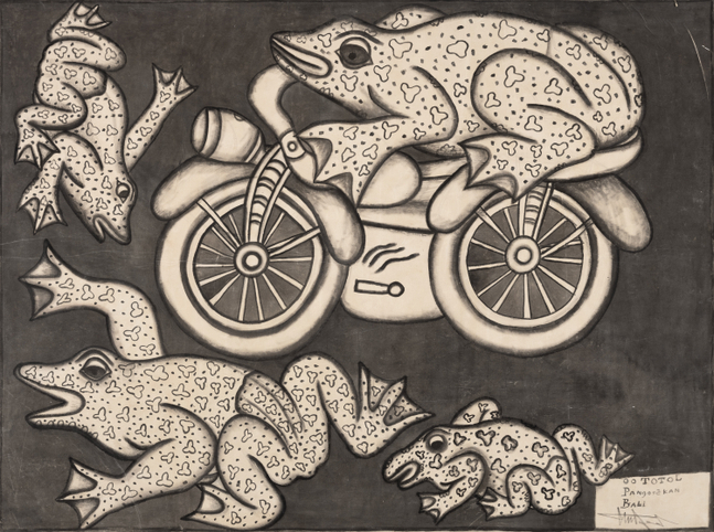 Oototol
Untitled (Frogs and Motorbike), 2004
Chinese ink on canvas
58 x 78.25 in