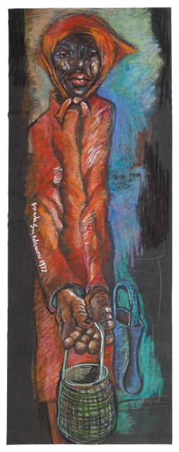 Aminah Brenda Lynn Robinson
Song from Blackberry Patch, 1977
Colored pencil, pastel, and acrylic, on felt paper
96 x 36 in