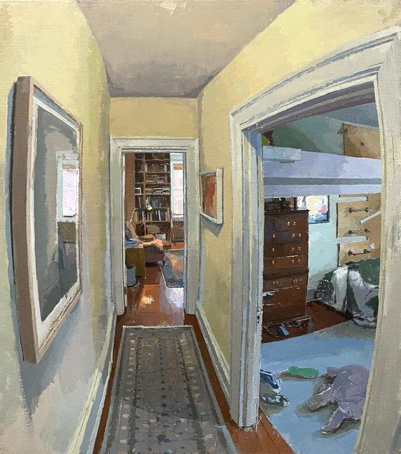 Hallway with Sam's Room  36" x 30"  Oil On Linen Mounted On Panel