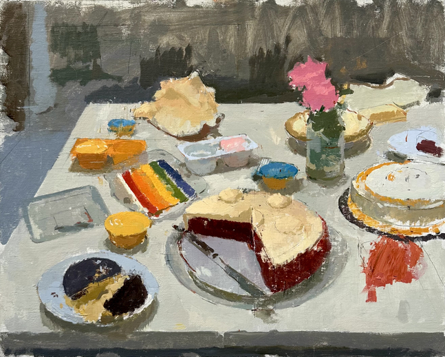 Red Velvet Cake  16" x 20"  Oil On Linen Mounted On Panel