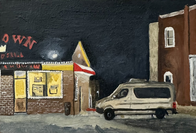 Not A Waffle House But It'll Do  4" x 6"  Oil On Panel