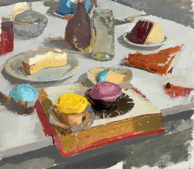 Cupcake Trio  14" x 15"  Oil On Linen Mounted On Panel