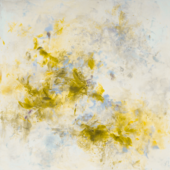Betsy Eby, April  45" x 45"  Hot Wax, Cold Wax, Ink, Oil On Panel