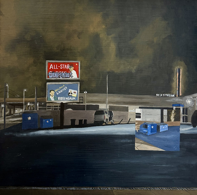 Where the Sidewalk Ends 16" x 16"  Oil On Panel