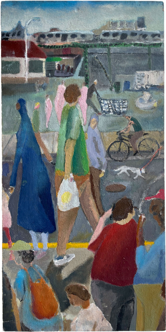 North Philly Street  11" x 5"  Oil On Wood