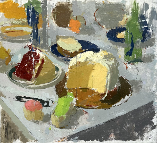 Still Life with Heineken Bottle  14" x 13"  Oil On Linen Mounted On Panel