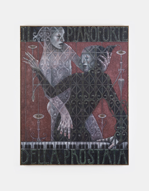 Justin Fitzpatrick&amp;nbsp;

Poster for a musical (Il Pianoforte della Prostata),&amp;nbsp;2025

oil on linen, oak frame

183 x 143 x 3 cm / 72 x 56.3 x 1.2 in framed

&amp;nbsp;