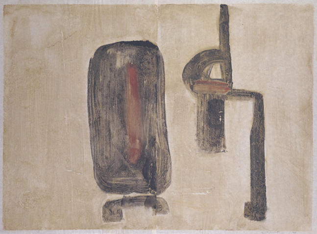 Untitled, PP 2123, 1977
Water Soluble Printer&amp;#39;s Ink and Casein
on Handmade Japanese Paper
H: 28&amp;quot; x W: 38 1/4&amp;quot; (71.1 x 97.2 cm)

(SG-154-D)