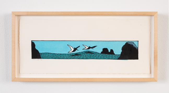 Ken Price (1935-2012)

Untitled (Landscape with Pelicans), 1993

acrylic on paper

5 3/4 x 13 7/8 inches; 14.6 x 35.2 centimeters

Framed: 7 1/2 x 15 1/2 x 1 1/4 inches

LSFA# 16552