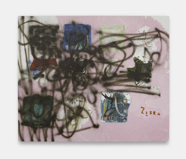 Andrey Samarin
Untitled, 2023
Acrylic, oil stick, spray paint, watercolor crayon, collage and graphite on canvas
78.00 H x 94.00 W x 1.50 D in