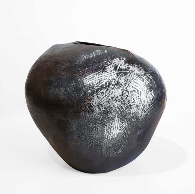 Pat Colville Hardscape - Black &amp; Silver Form, 2016 ceramic 10" x 12" x 8" PC 254, Moody Gallery