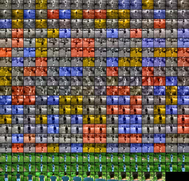 MANUAL (Hill &amp; Bloom) On the Verge:  Walking East of Rickers Field | Composition Chequerboard, Mondrian, 2004 archival pigment print, M 452, Moody Gallery