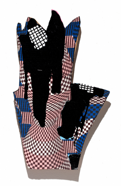 Jo Smail&amp;nbsp;
Mongrel Collection 11, 2018&amp;nbsp;
Fabric, acrylic, cardboard on panel
24 x 14.5 in. (61 x 36.8 cm)
Smai-1571-C