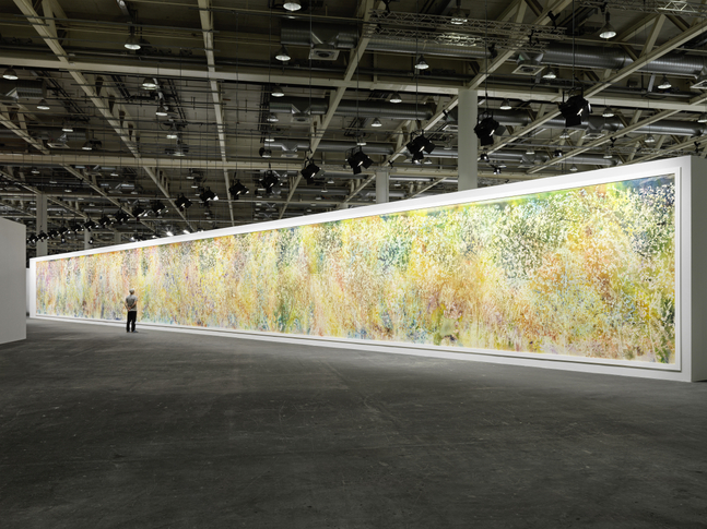 Installation view, Sam Falls, Spring to Fall, Art Basel Unlimited, Basel, 2024